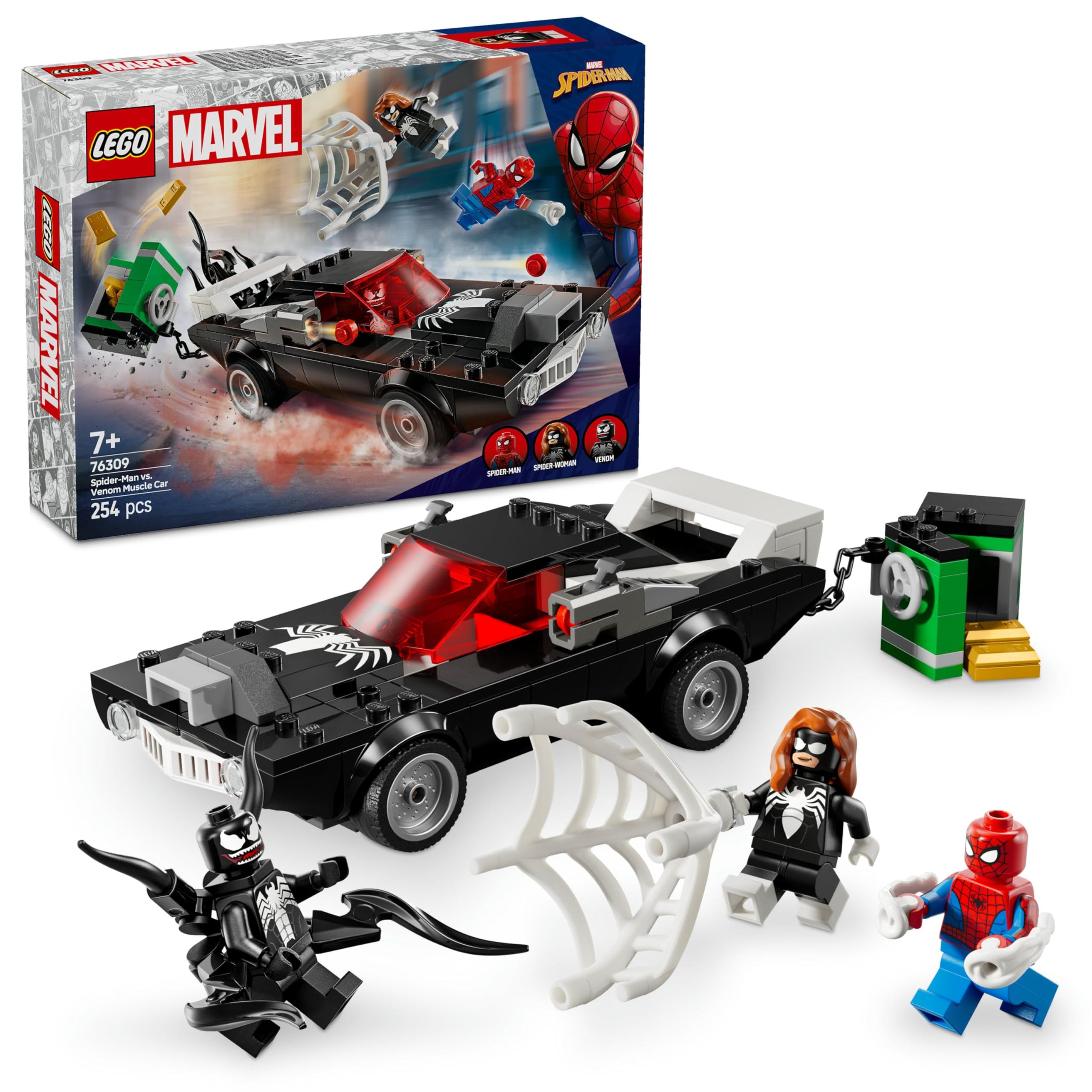 LEGO | Marvel Örümcek Adam, Venom Arabasına Karşı 76309-7 Yaş ve Üzeri Çocuklar için Araç ve Minifigür İçeren Yaratıcı Oyuncak Yapım Seti, Doğum Günü Hediyesi (254 Parça)