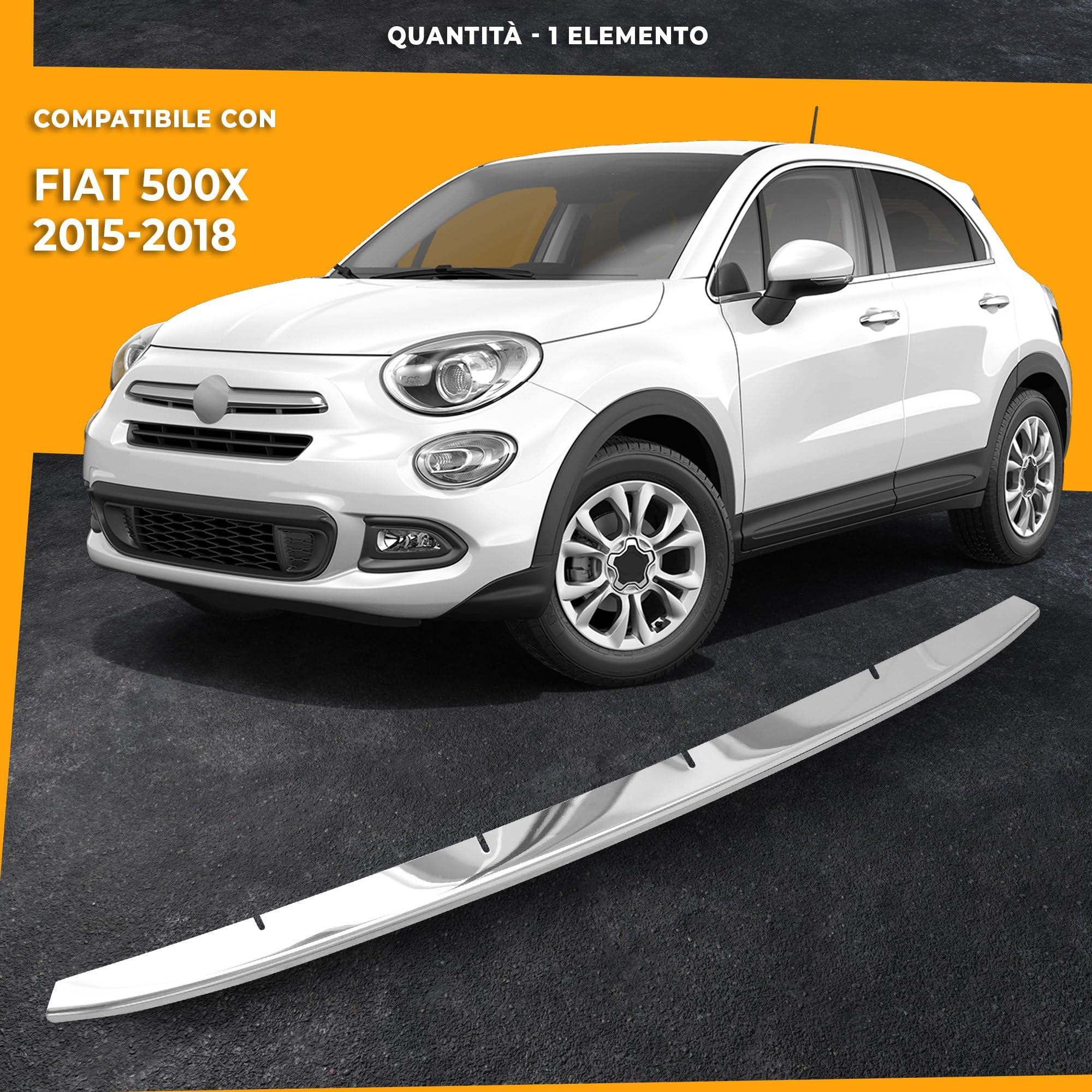 CHROMEMASTER | Compatibile con Fiat 500X 2015-2018 | Profilo per Griglia del Paraurti Anteriore; Acciaio inossidabile Lucidato | Neues, Adattamento Perfetto; Nuovo Aspetto Attraente dell'Auto