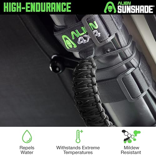 Miniatura 6 de Alien Sunshade Asas de agarre (negro)  Compatible con accesorios Jeep Wrangler JL, JK, TJ, YJ y Jeep Gladiator 1955-2023