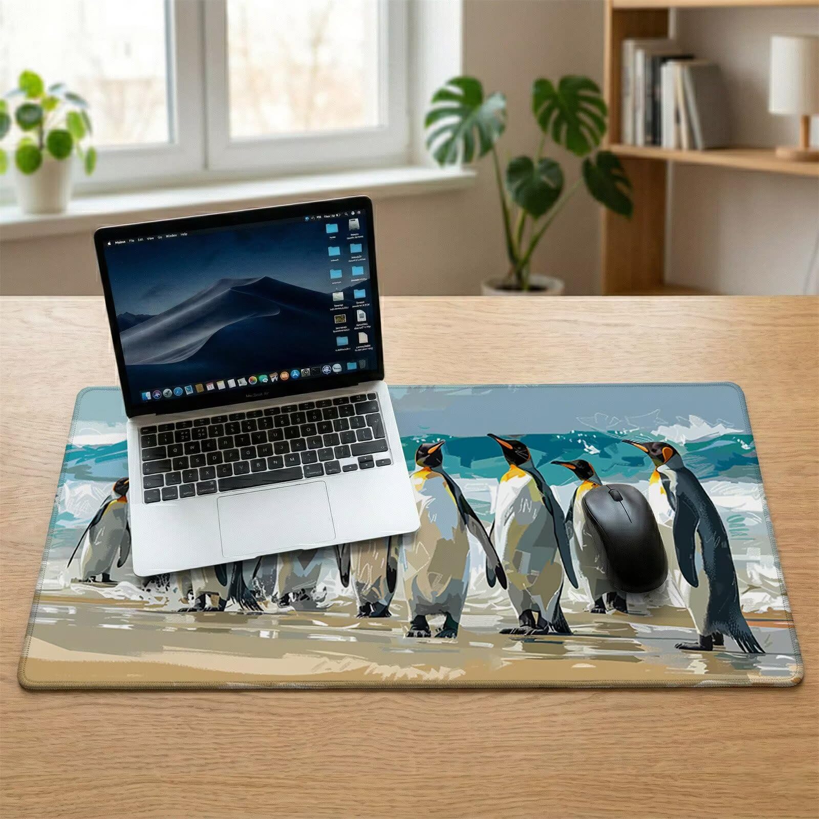Sottomano Scrivania Grande 1200 x 600 x 3 mm Spiaggia Tappetino Tastiera Computer con Base Antiscivolo e Bordi Cuciti, Protezione Impermeabile, per Lavoro, Casa e PC Gamer, Regali (Pinguino) L-x3078