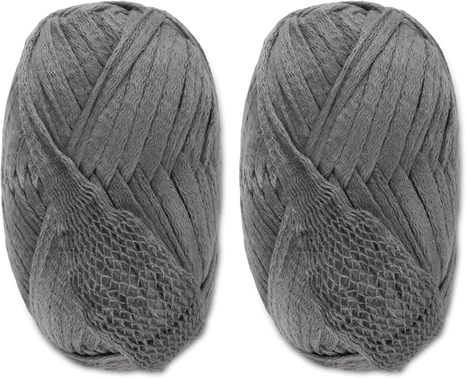 JubileeYarn Mesh Fishnet Yarn - Chunky Acrylic - 200g/Skein - Light Grey - 2 Skeins