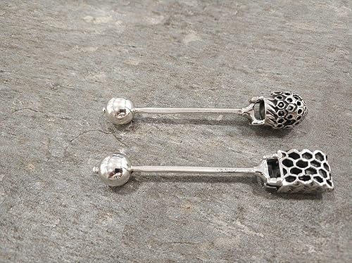 Miniatura 5 de Round Honey Spoon made of 925 Sterling Silver, Honeycomb Nature beauty design, Custom engraving spoon baby shower gift Nadav Art Handmade By Avi