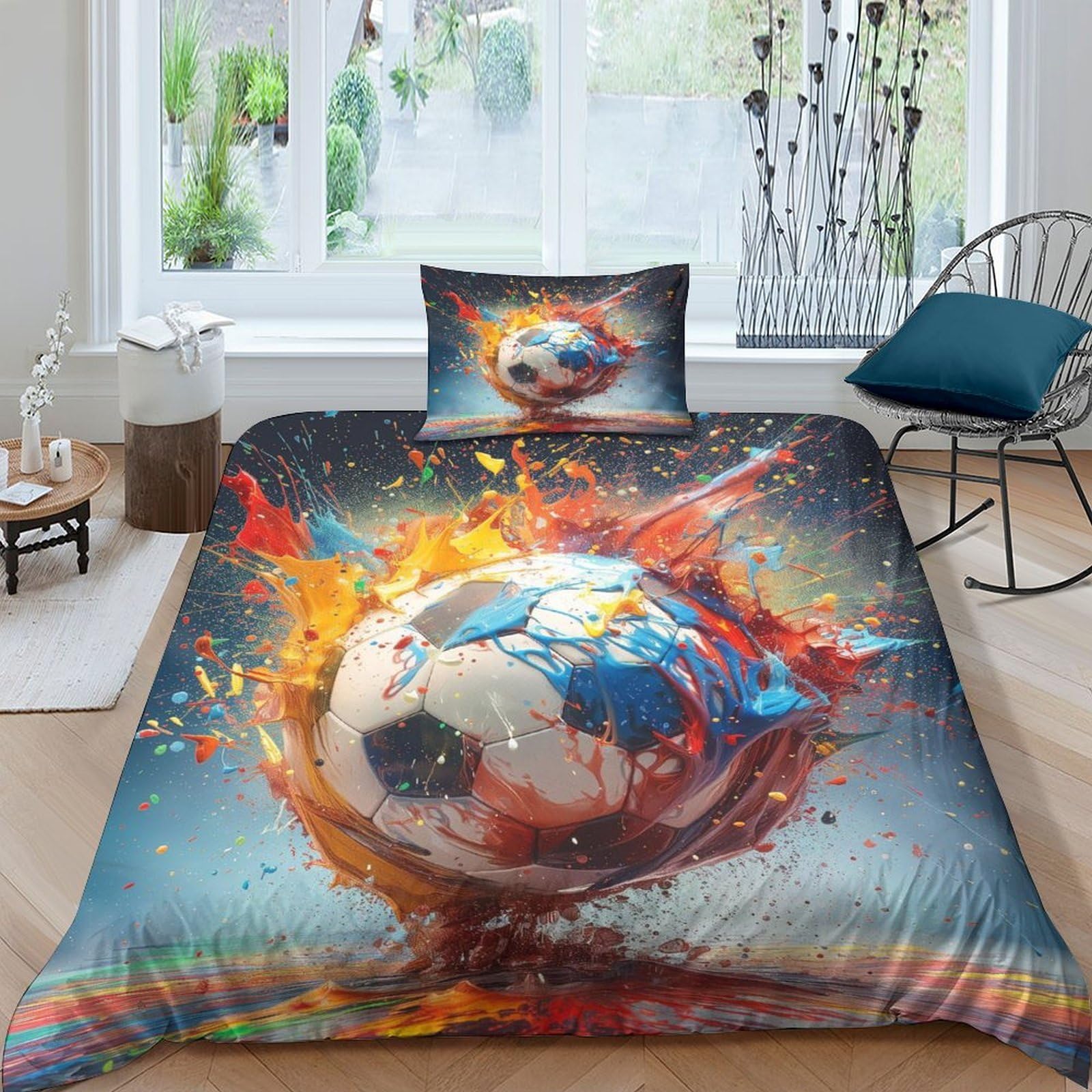 Housse de couette Tour Eiffel 3D microfibre King 220x240cm avec taies d'oreiller