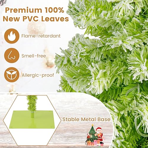 Miniatura 8 de HAPPYGRILL - Árbol de Navidad artificial de 5 pies con luces preiluminadas, con parte superior flexible, cubierto de copos de nieve, árbol de