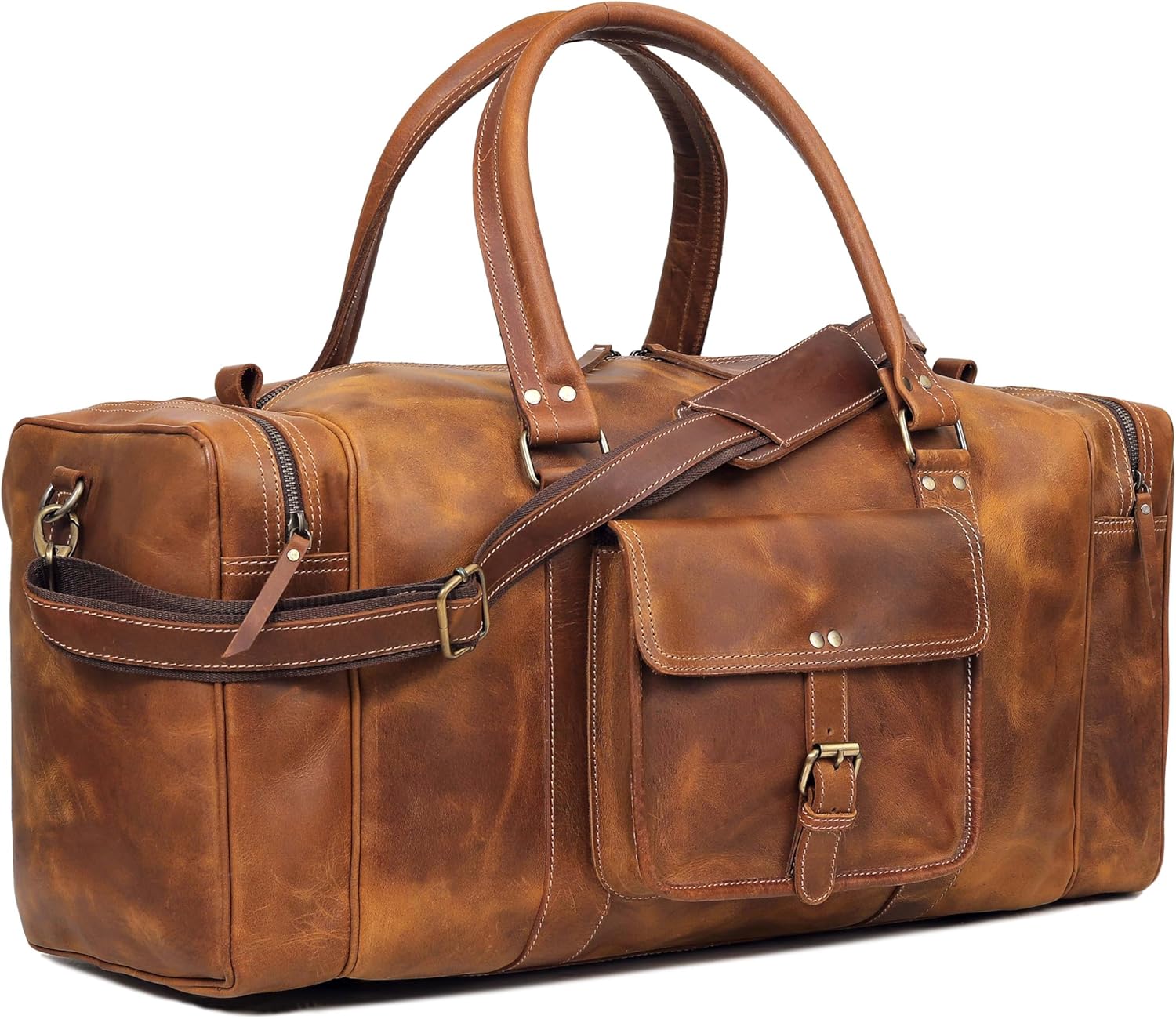 Leather Duffel Bag for Men and Women, Full Grain Travel Duffel Bag, Sports Duffel Bag Men, Overnight Weekender Bag Carry on Cabin Bag Luggage Bag Handmade Leather Duffle 24 inches