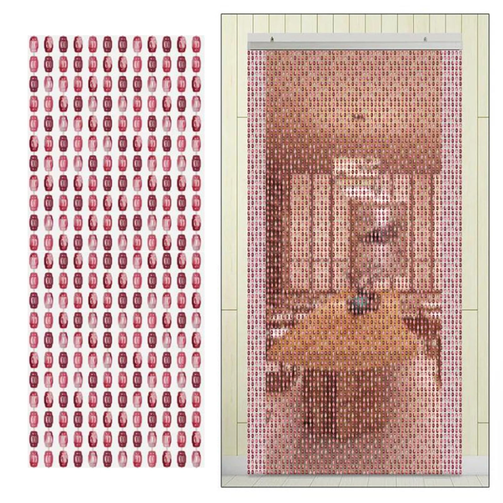 Vnook Beaded curtains, balcony door curtain, DIY hanging room divider, decorative door string curtain for window, room, patio door, balcony door(Pink,100x200cm)