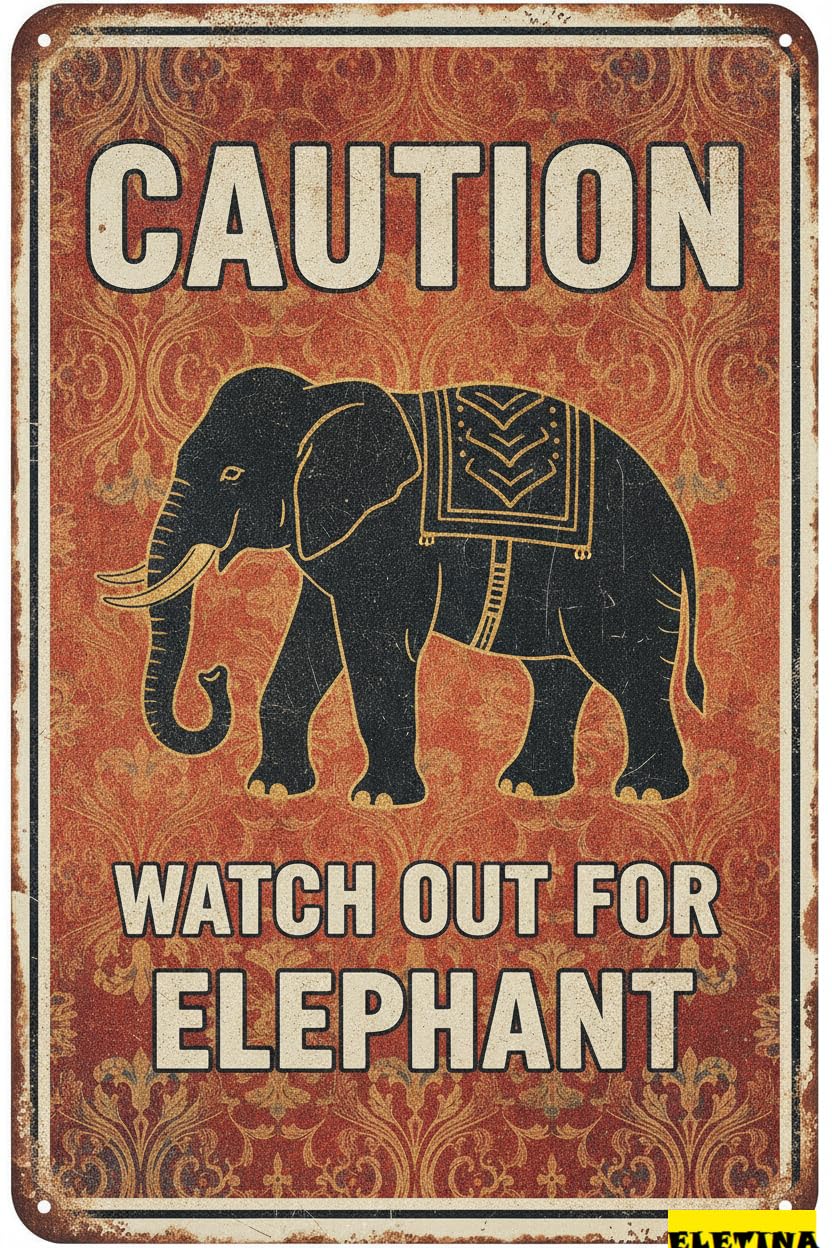 Tin Sign for Man Cave Caution Watch Out Elephant You Have Been Warned Aluminum Metal Tin S Door Warning Zoo Fence Gate Yard Home Wall Decor 8x12 Inch Private Property Decorative