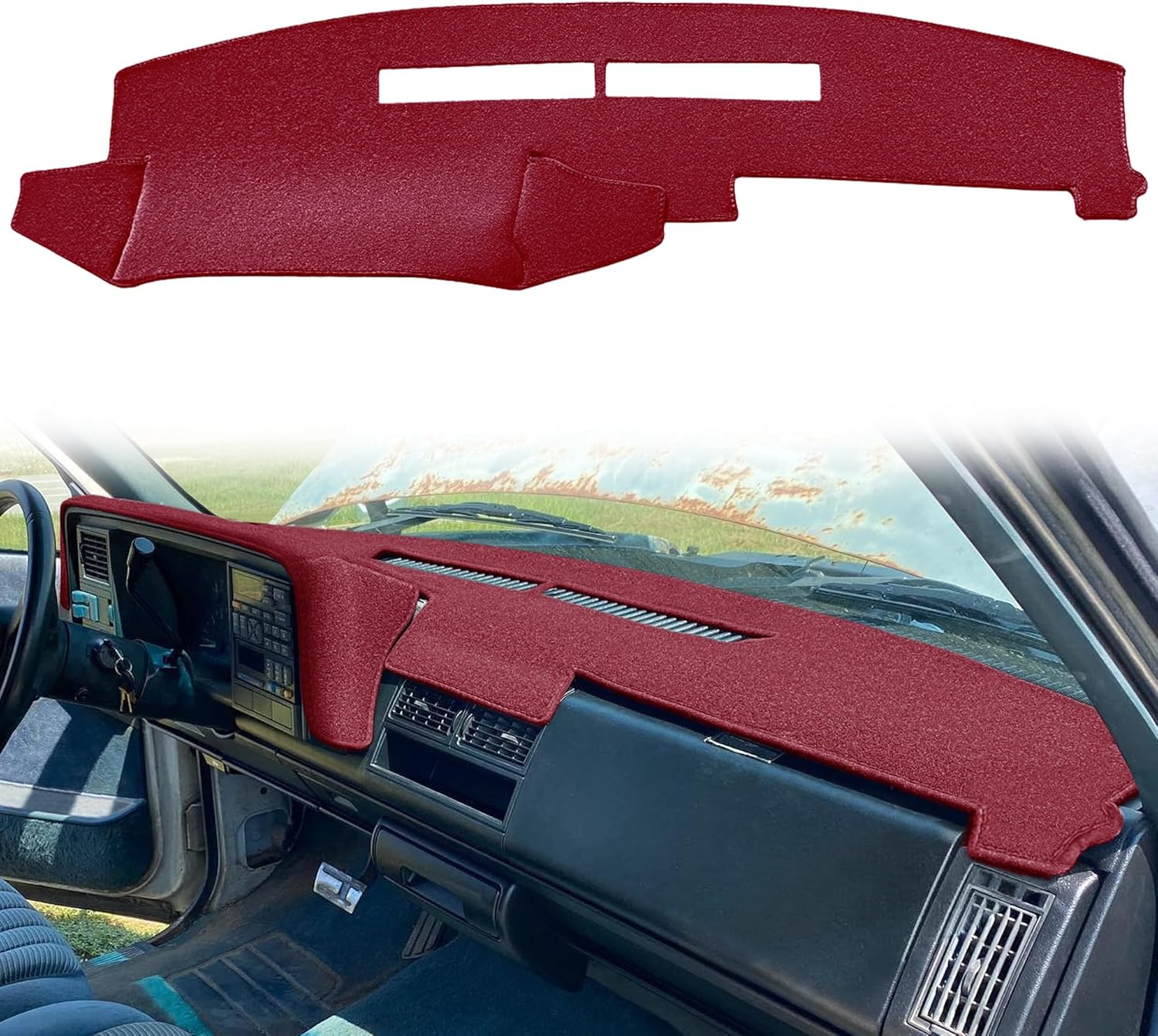 YIZ Custom Dash Cover Mat for Chevy Silverado GMC Sierra 1988-94 C/K1500-3500 Maroon Dashboard Pad - Protects Cracks UV Fade