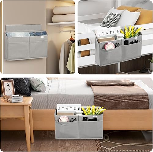 Miniatura 6 de Organizador colgante lateral de escritorio, bolsa de almacenamiento adhesiva con bolsillos para revista, iPad, cuaderno, para mesas auxiliares,