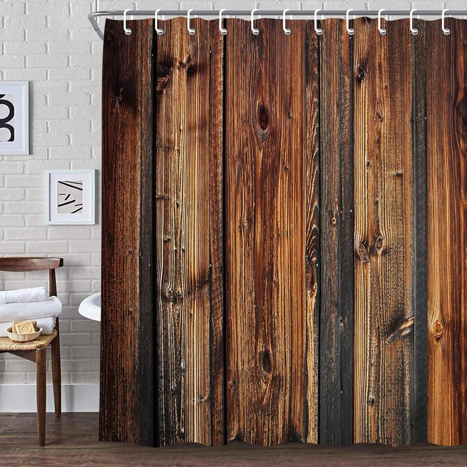 Ydbkt 84 inch Shower Curtain, Rustic Barn Door Shower Curtain, Vintage Countryside Wood Board Fabric Bathroom Curtains, Farmhouse Waterproof Cloth