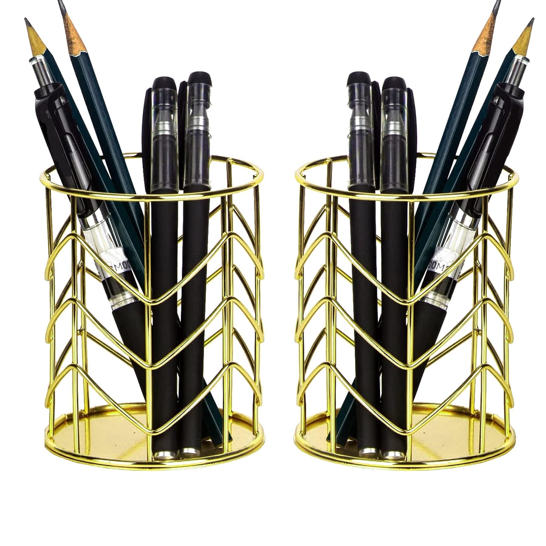 Stiftköcher Bleistift-Becherhalter, Draht-Metallgeflecht, Make-up-Pinsel-Organizer for Schreibtisch, Büro, Zuhause Organizer(Rose Gold)