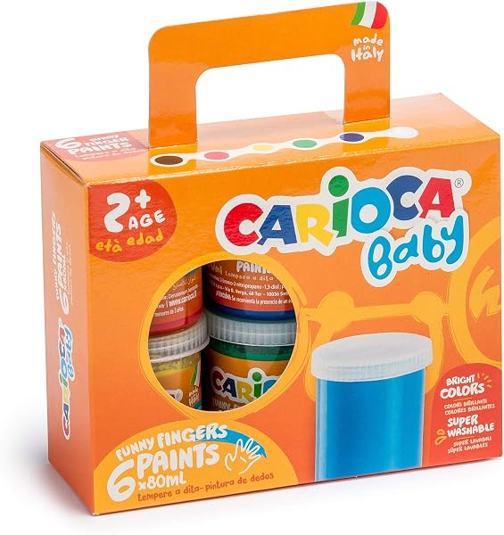 CARIOCA Tempera a Dita Baby, Set di Tempere Lavabili per Bambini 2 Anni+, Colori Brillanti, Lavabili, Atossici e Inodori, Dermatologicamente Testati, Kit Pittura Bambini con 8 Colori Assorti da 50 ml - 3