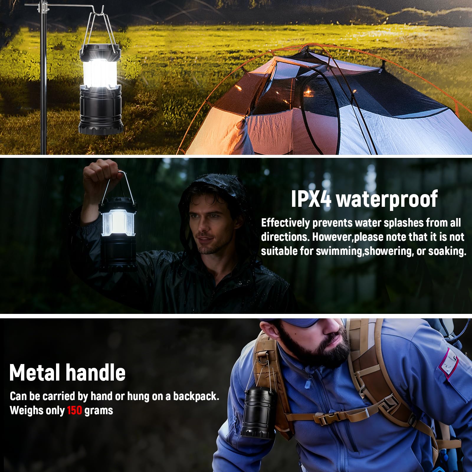 Zaklamp Campinglamp suvrival tactical solar oplaadbare lamp vissen