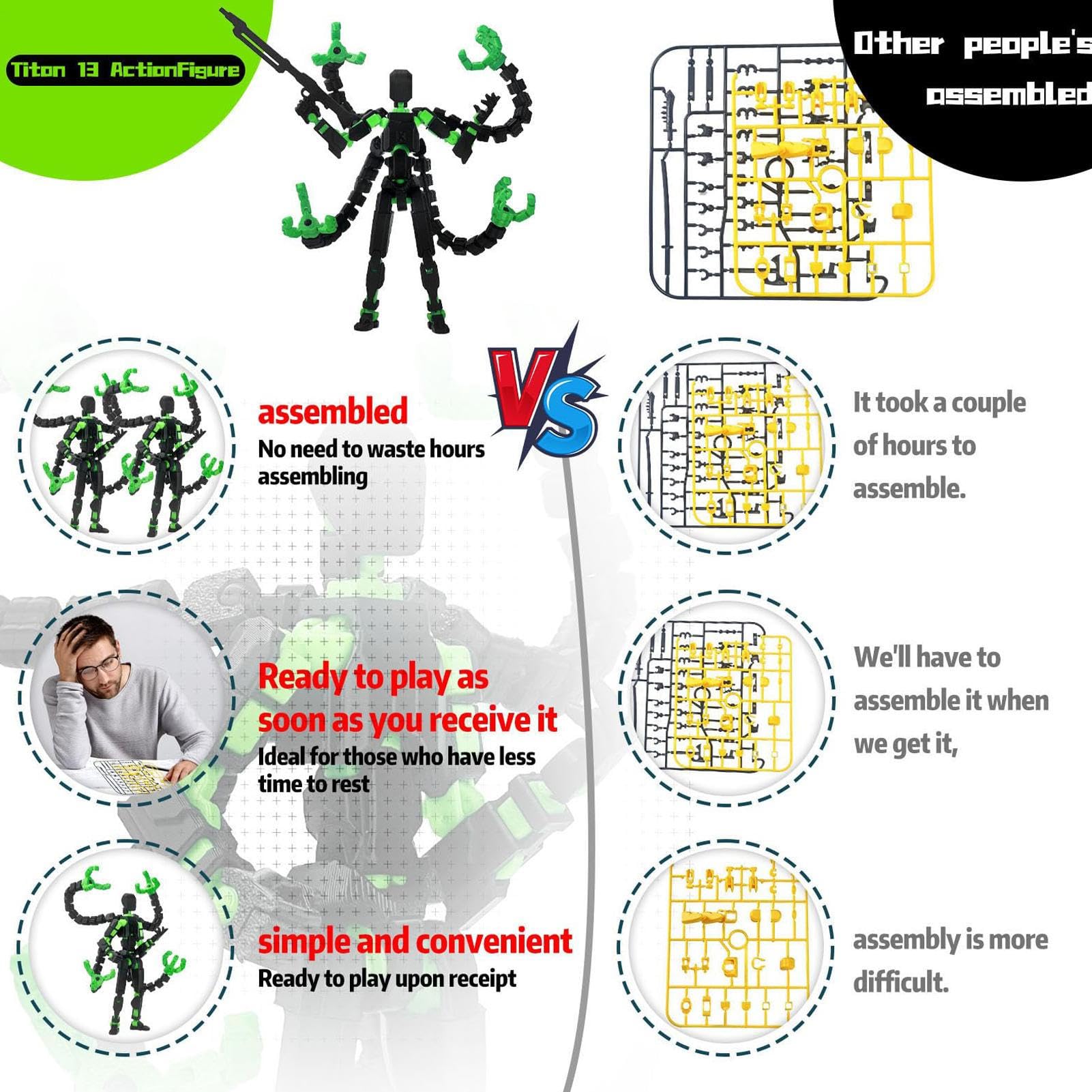 3D Printed Mannequin Toys, Action Figure Already Assembly, Multis-Jointed Movable Model With 3 Hand Types And 7 Tool Options - Image 3