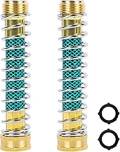 Triumpeek 2 Packs Garden Hose Extension Adapters, 5.7"L Hose Protectors with Coil Spring, Brass Hose/Pipe Connectors with 3/4" Threaded Hose Fittings