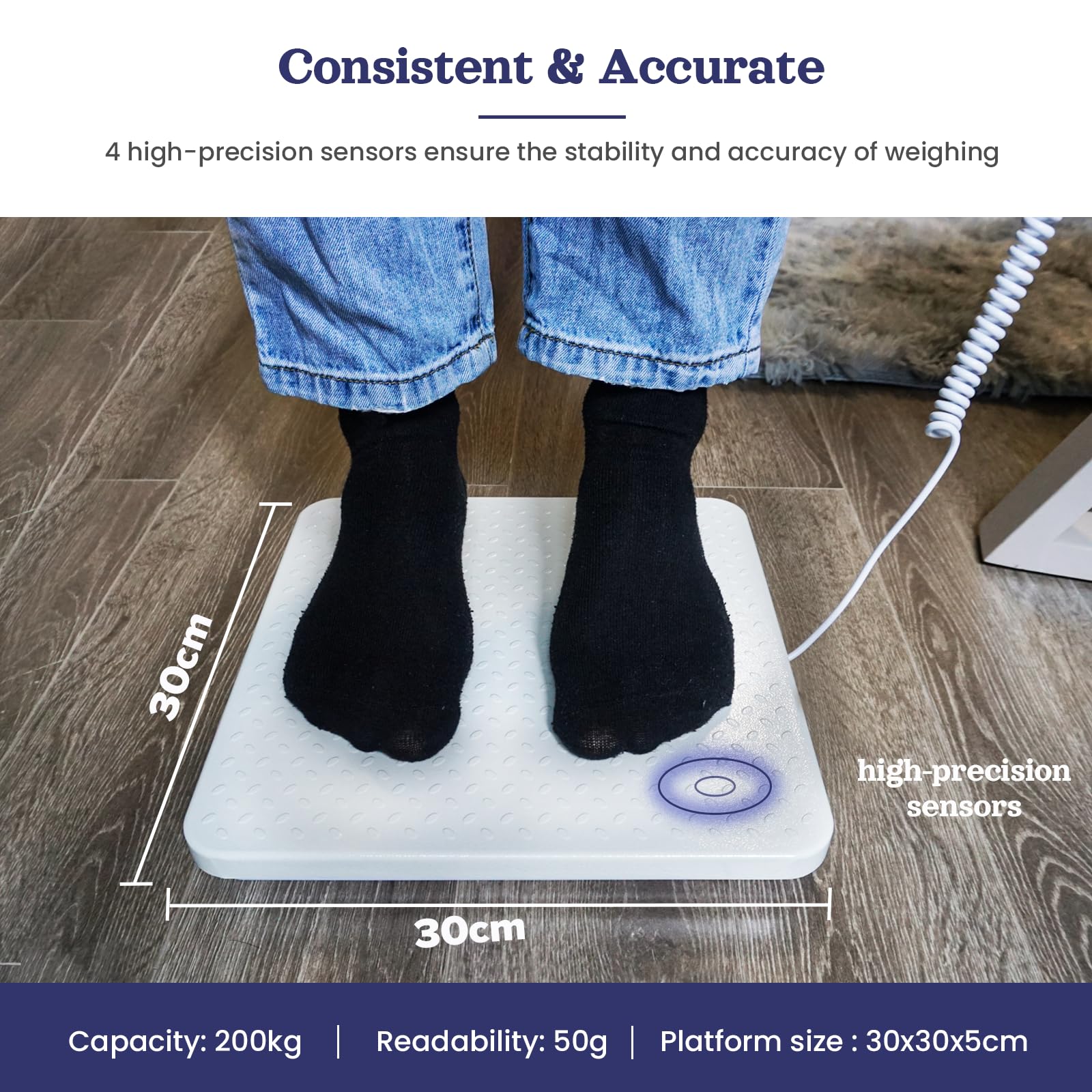 Bilancia Pesapersone Digitale 200kg, Bilancia Medica ad Alta Precisione con Ampio Display, Bilancia Professionale per Clinica Palestra Ufficio Casa