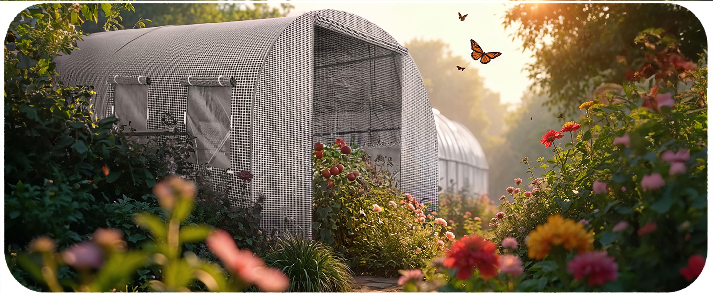 Szklarnia Foliowa Tunel Ogrodowy Stalowe Profile Okna Z Moskitierami 2 x 3,5 x 2 m 7m2 Biały