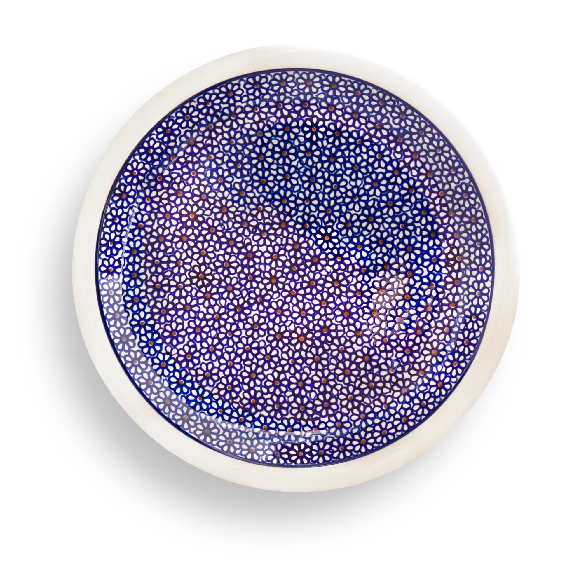 Assiette plate Bunzlauer céramique polonaise motif 120 peinte à la main