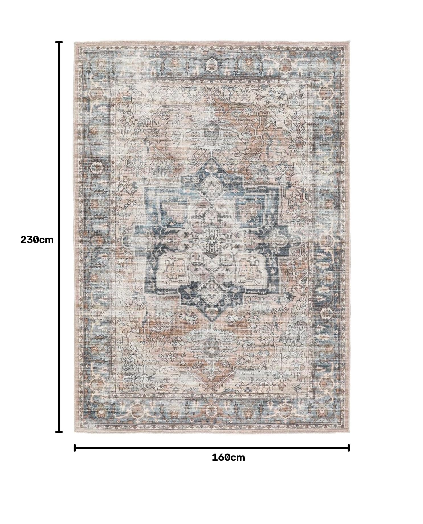 RugVista Dhabi Oriental Tapis, 160 x 230 cm, Terracotta/Bleu