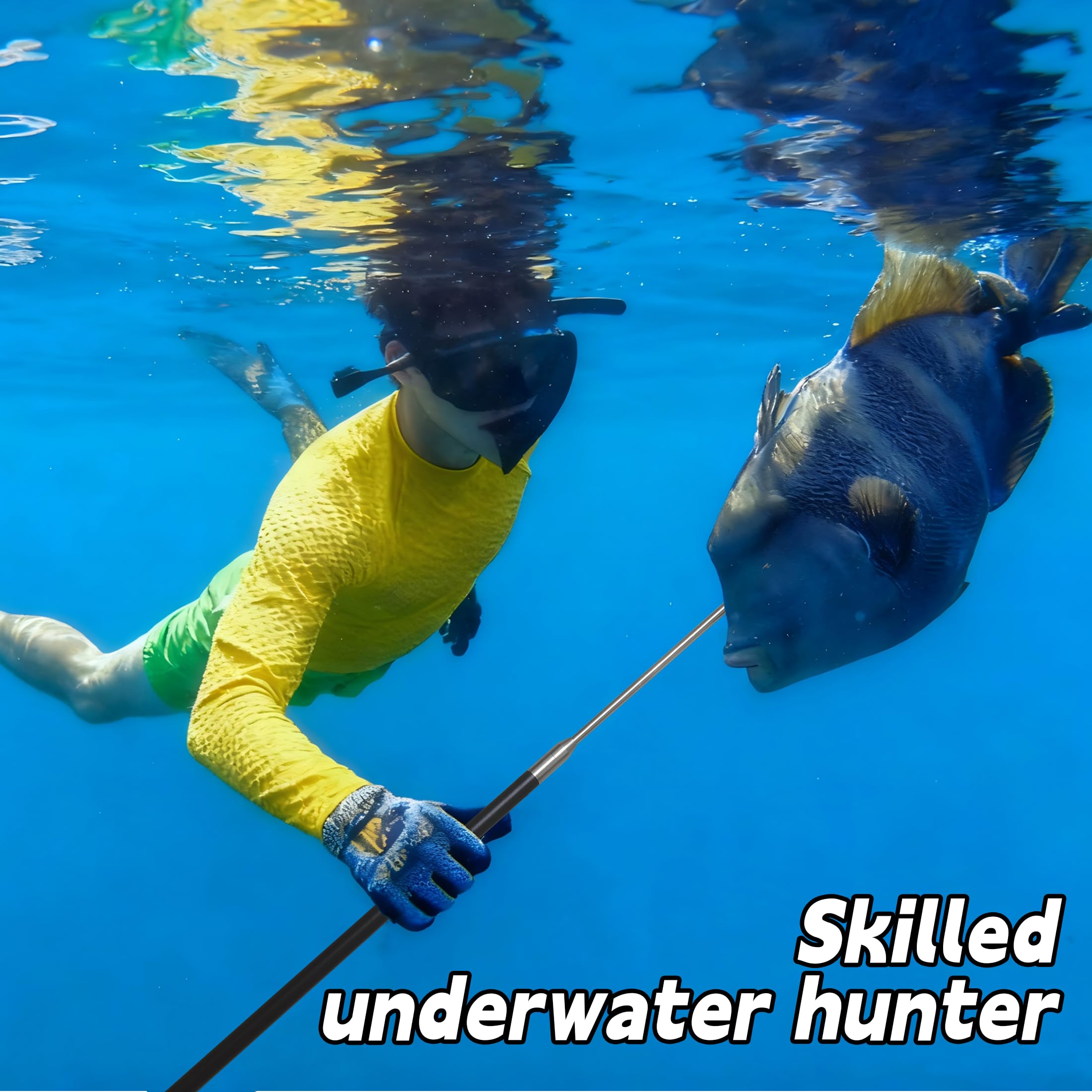 Hawaiian Sling Fishing Spear 7ft Travel Aluminum Pole Spear 3 Prong Sling Spear Fishing Equipment Snorkeling Scuba Diving Gear Polespears Harpoon for Fishing Kayak, Spearfishing, Freediving