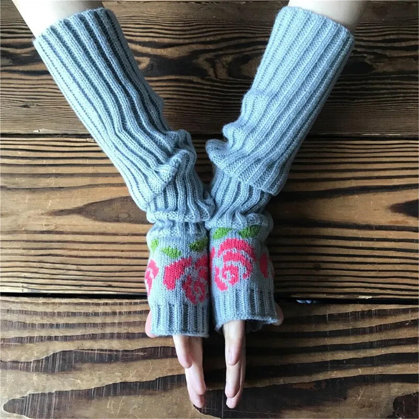 3 pares de guantes invierno punto rosa medio dedo alargados incluso brazo for mujer Para Correr, Ciclismo, Conducir