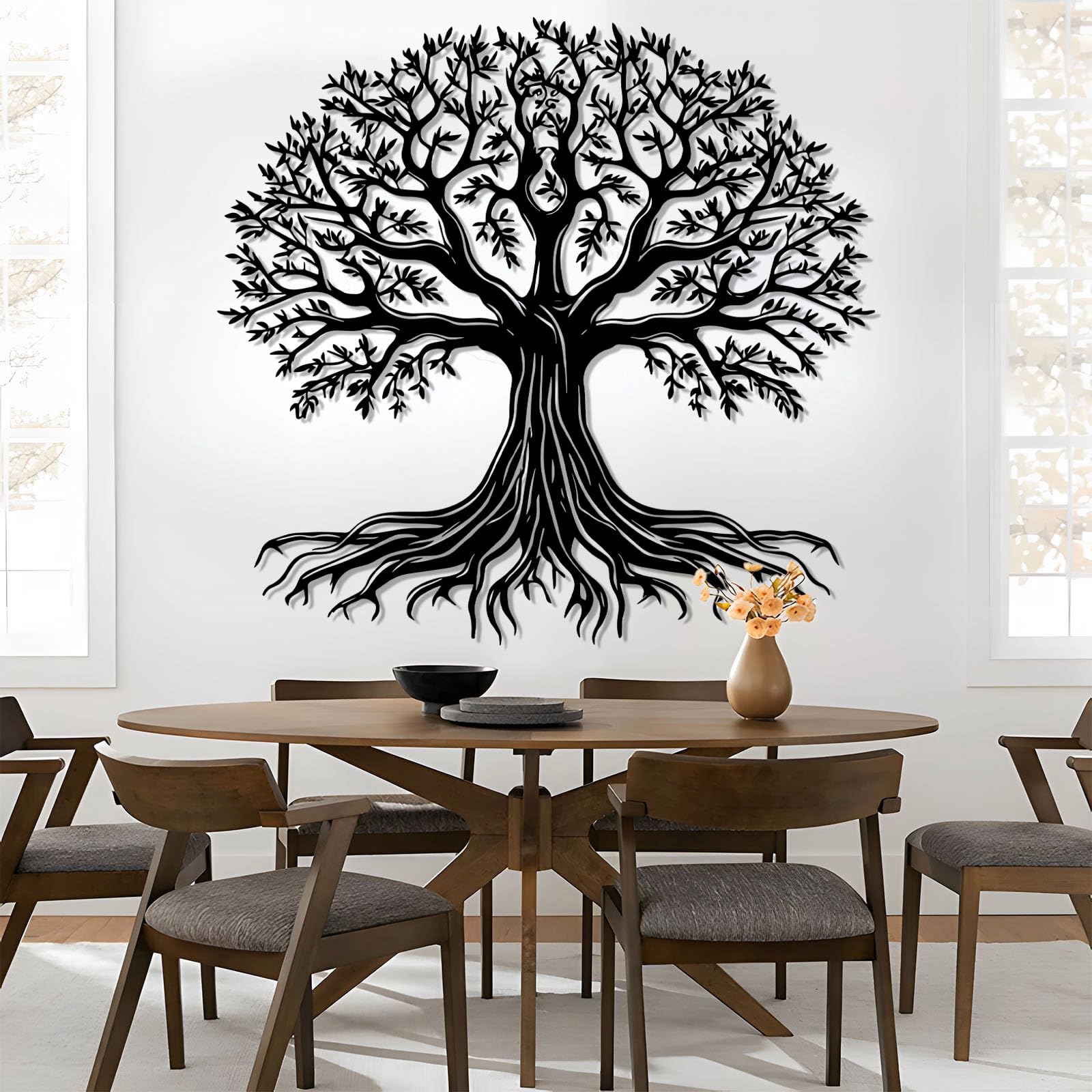 Albero della Vita in Metallo Argento Decorazione da Parete Ramo in Metallo Grande Decorazione da Parete Arte Natura per Esterni Albero della Vita Opera d'Arte Decorazione Scultura Moderna per Soggior