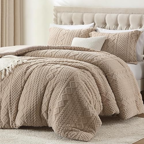 satisomnia Juego de edredón King Juego de edredón de forro polar gris tamaño King, edredón esponjoso y cálido de 3 piezas, juego de edredón suave y