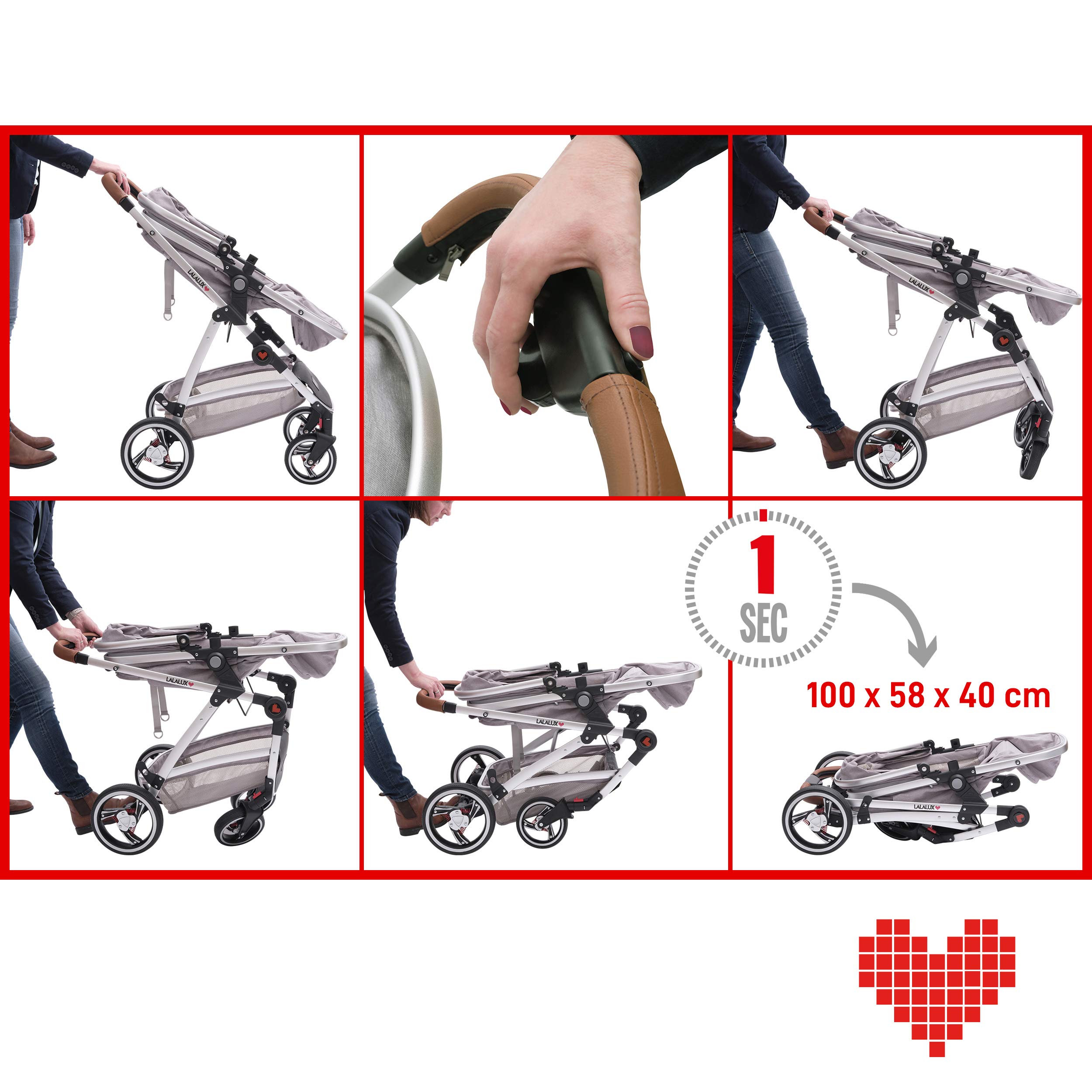 Babyboomer leichter Kombikinderwagen Komplettset, Multifunktions-Kinderwagen, klappbar, doppelte Federung, inkl. Tasche, Regenschutz