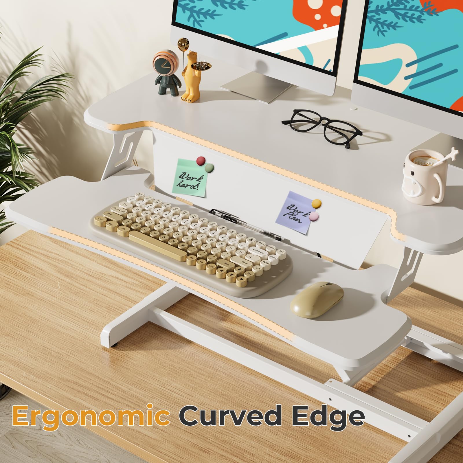 JOY worker Standing Desk Converter 32 Height Adjustable Sit Stand Up Desk Riser with Keyboard Tray 6 Fridge — view 2