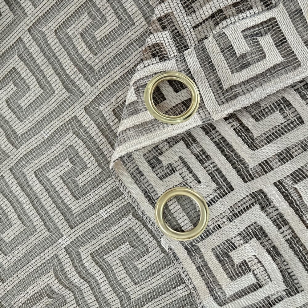MYRU 1 Pari czarno-złote przezroczyste zasłony do salonu, luksusowe zasłony tiulowe (złote, 2 panele, 137 cm x 213 cm)