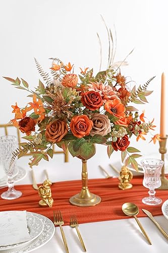 Miniatura 3 de Serra Flora Juego de caja de spray de vegetación artificial (paquete de 53 piezas) con 6 tipos de relleno verde dorado para centros de mesa de ramo