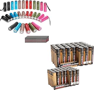 EverBrite 64pcs High Performance Alkaline Battery & 30 Pack Mini Flashlight Set, 32-Pack AAA and 32-Pack AA Alkaline Battery