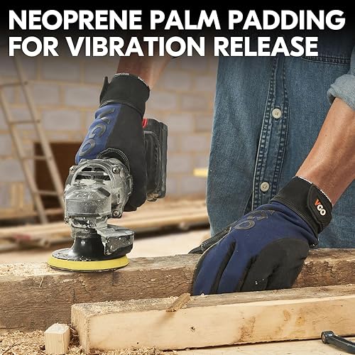 Miniatura 4 de Vgo Guantes de trabajo para hombre, guantes mecánicos, resistentes, guantes de vibración (SL8777SL7721)