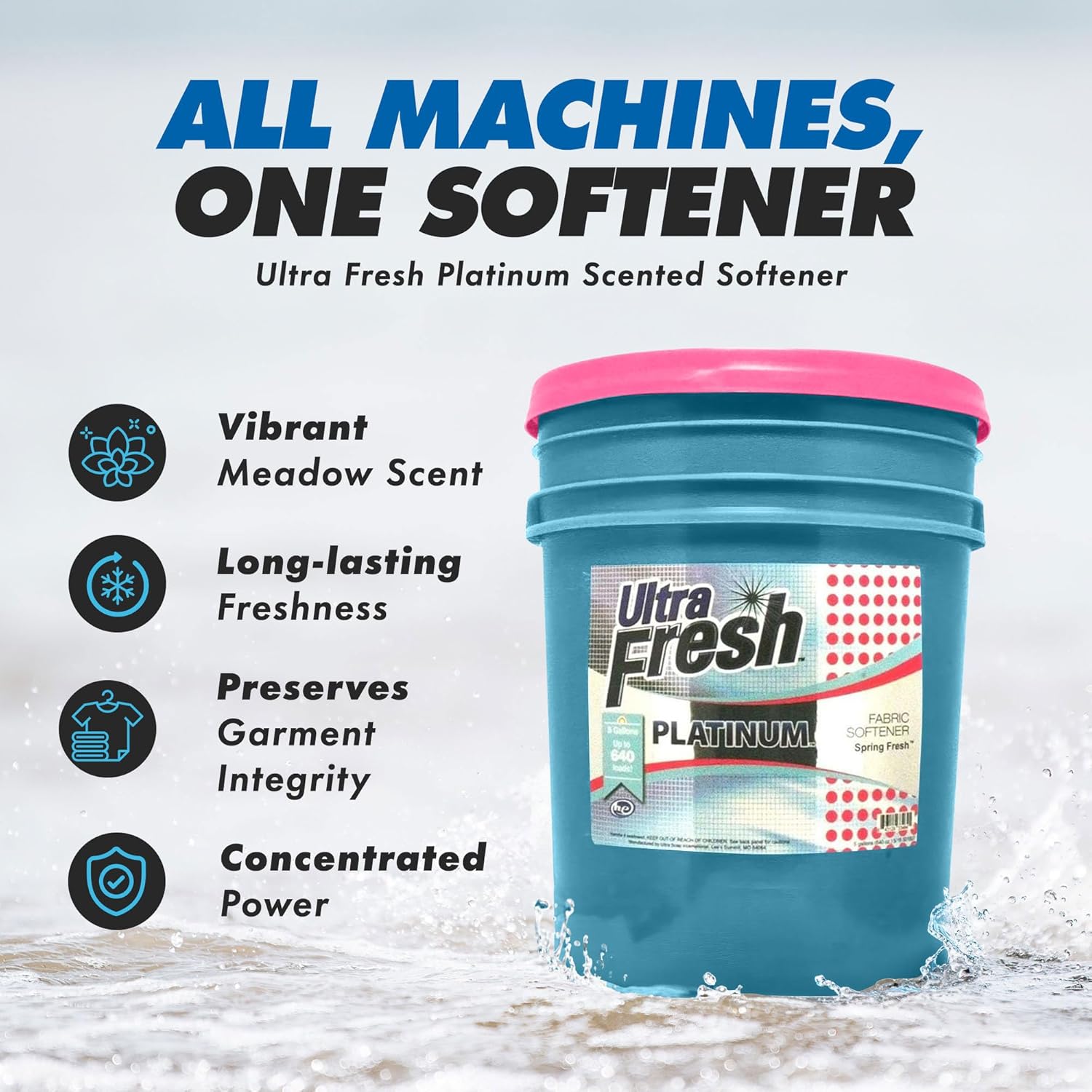 Ultra Fresh Liquid Laundry Fabric Softener, Platinum, 5 Gal, Spring Fresh - Household Cleaning Supplies and Accessories for Clothing and Fabrics