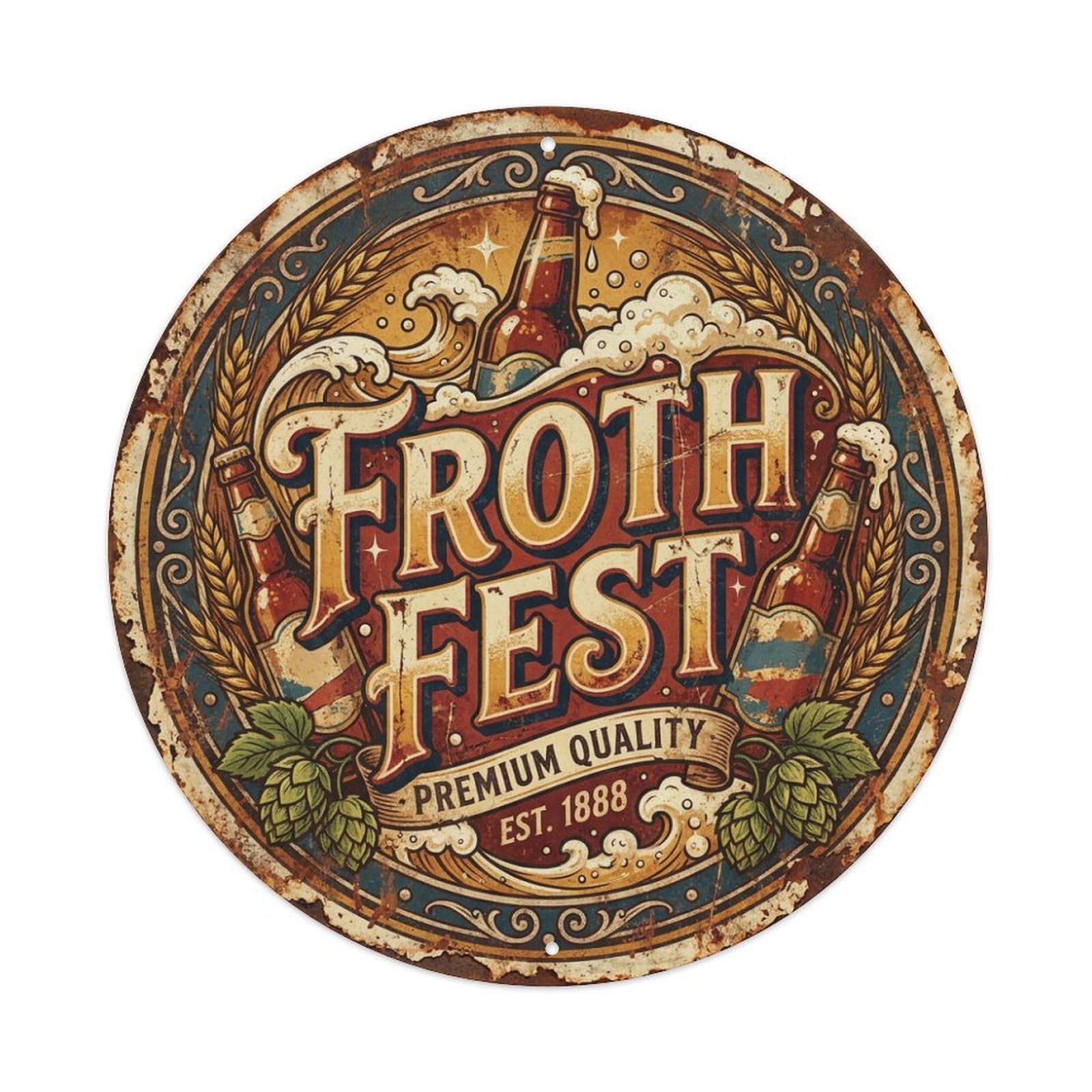 Fyrn Style Metal Tin Sign Vintage Beer Tavern Froth Fest Retro Bar For Pub