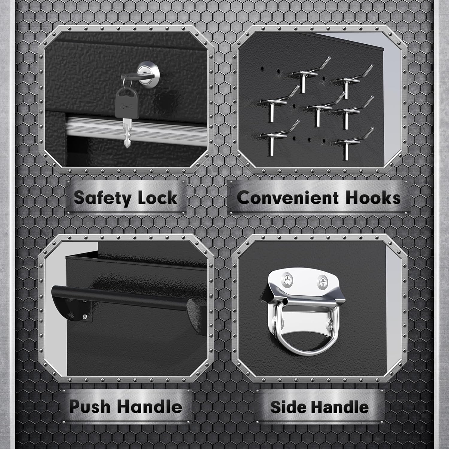 Image of the tool chest with several drawers fully extended, showing their capacity.
