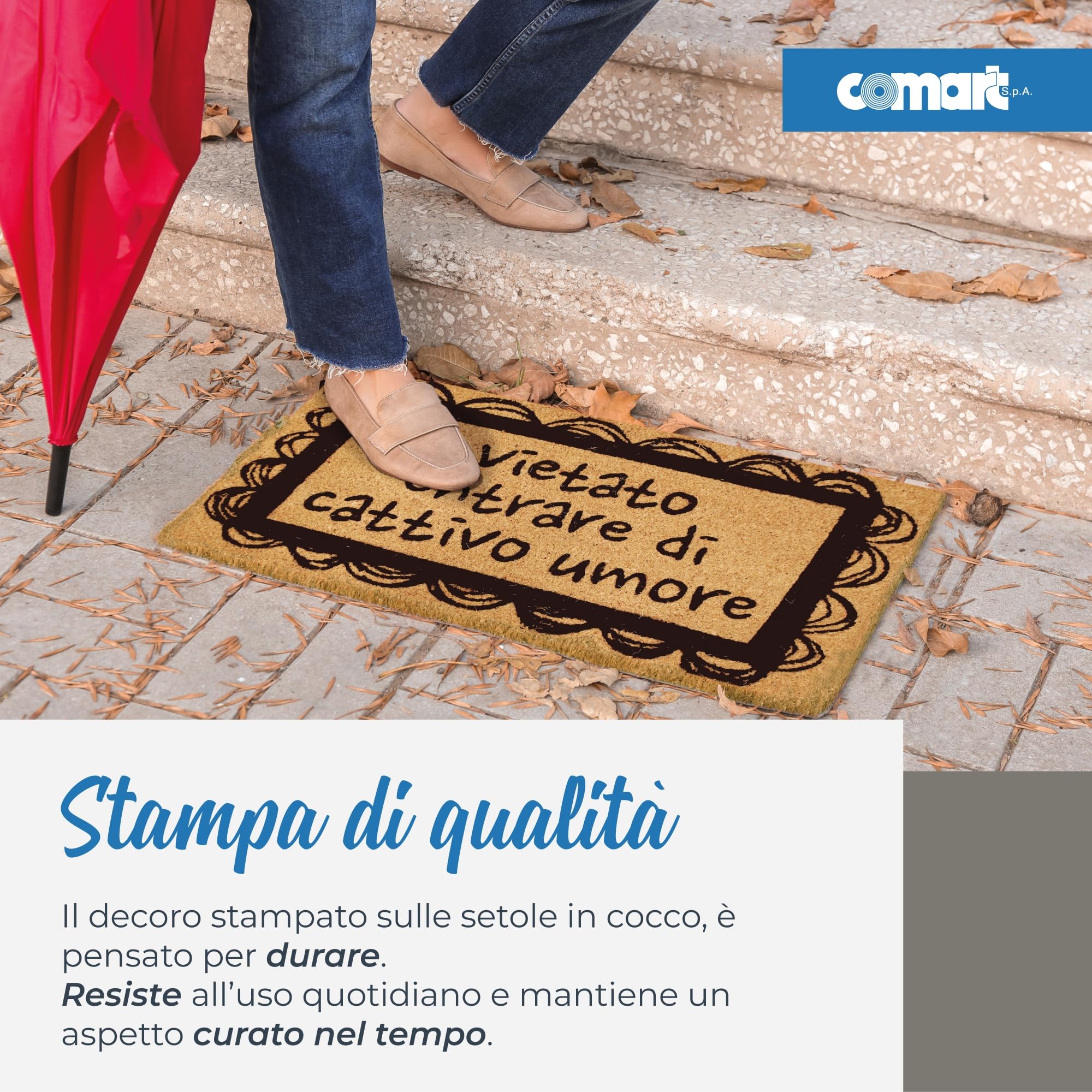 Relaxdays Zerbino In Fibre Di Cocco, Con Scritta HELLO, LxP: 40x60cm, Antiscivolo, Per Interni E Esterni Neronaturale 49790331