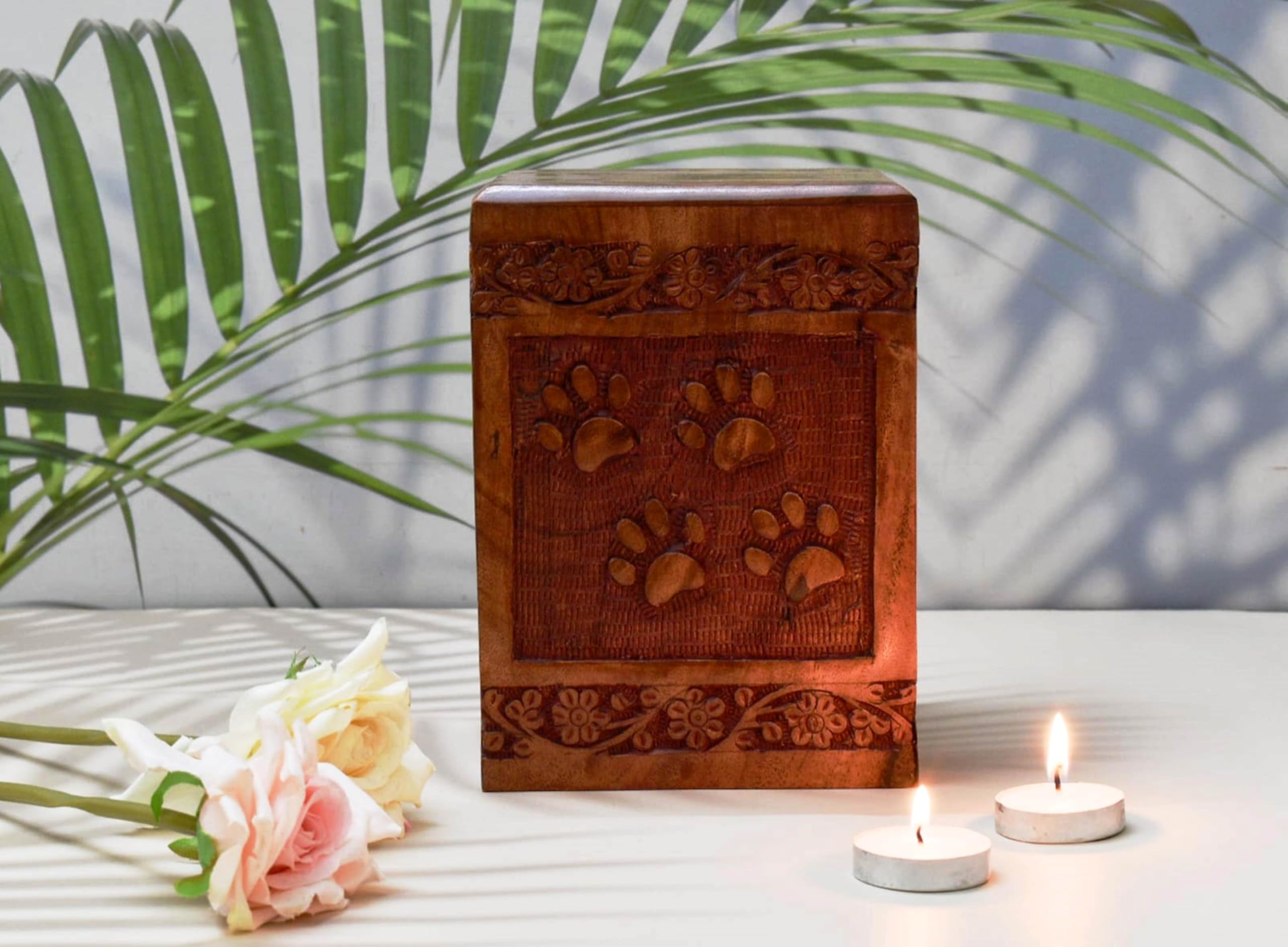 India House-Handmade Wooden Pet Urn for Dog & Cat Ashes, Small Cremation Box