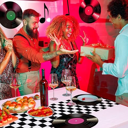 Miniatura 5 de Oudain Decoraciones y suministros para fiestas temáticas de los años 50, suministros de fiesta de cumpleaños de automóvil, manteles individuales de