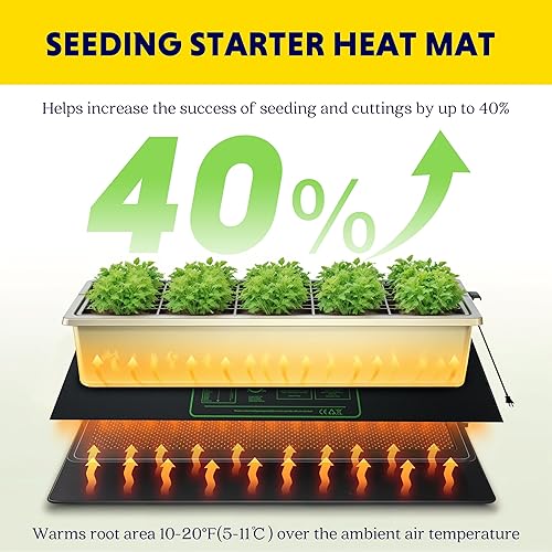 Miniatura 79 de iPower Alfombrilla térmica duradera de 10 x 20 pulgadas con certificación ETL, cálida almohadilla de calentamiento hidropónico para germinación
