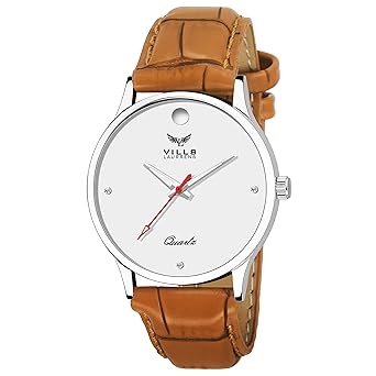 VILLS LAURRENS Analogue Mens & Boys Watch (White Dial Brown Colored Strap)