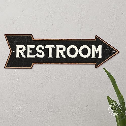 Vista 2 de Chico Creek Signs Aseo Negro Rt Flecha Vintage Mirando Metal Signo 5x17 205170003003