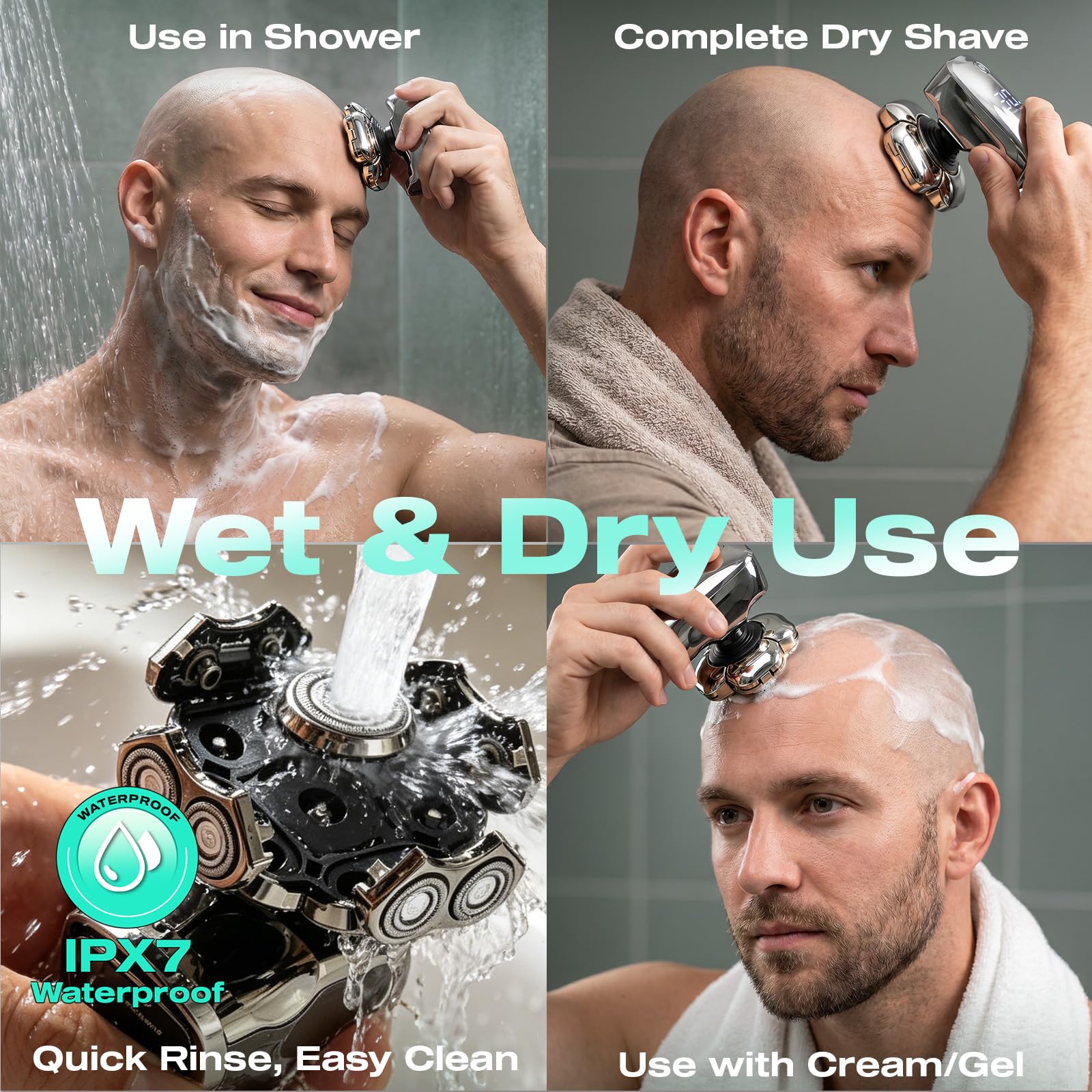 Waking Forest 6-in-1 9D Skull Shaver for Men, Waterproof Grooming Kit