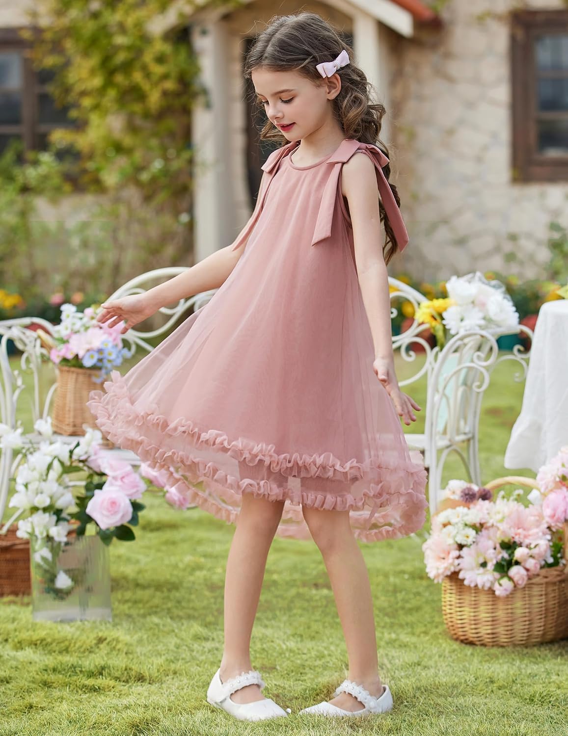 Arshiner Toddler Girl Tulle Dress Baby Girl Tutu Birthday Party Princess Dresses Tiered High Low Summer Sundress for 2-8Y