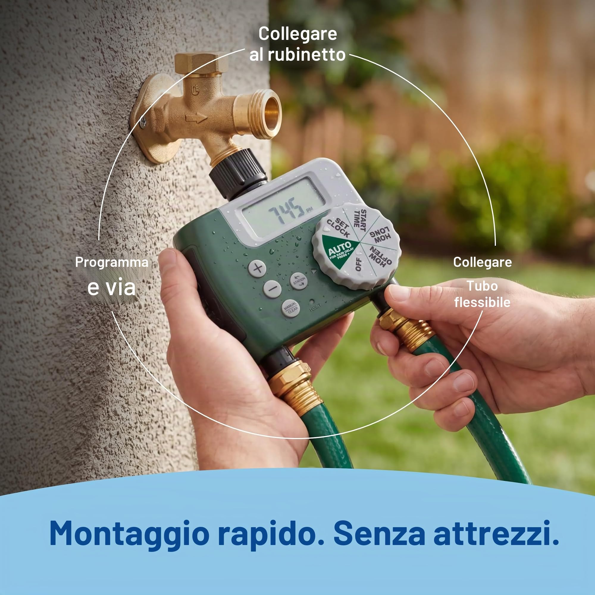Orbit 58910 Timer programmabile per rubinetto, 2 uscite, verde