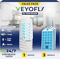 Vista 26 de VEYOFLY Trampas para Moscas de Frutas para Interiores, Trampa para Moscas Interior, (2 Dispositivos + 6 Recargas) Atrapamoscas Interior, Trampas