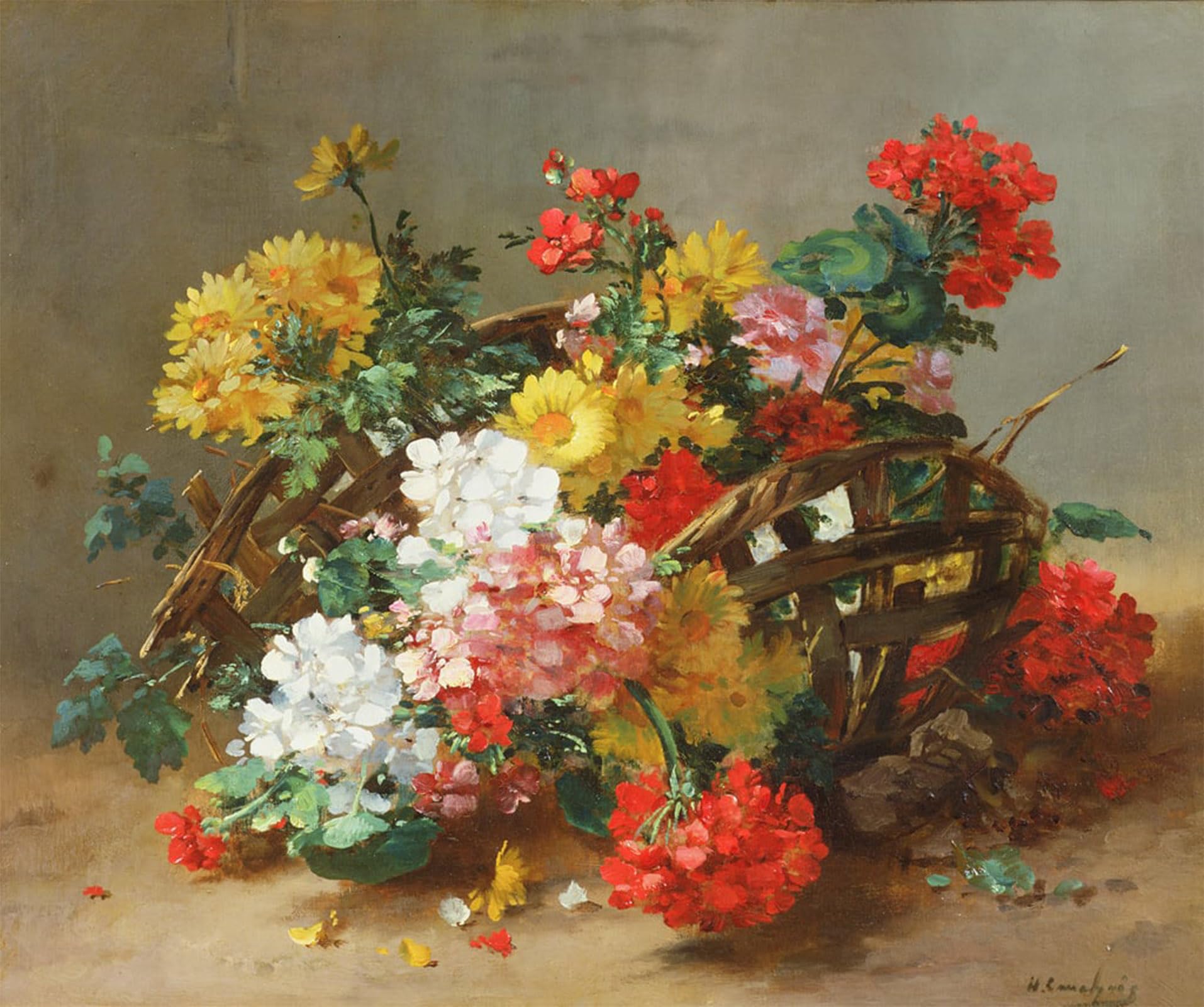 ARTXLXXBN Famous Painting Canvas Artwork Graffiti Print Flower Study by Eugene Henri Cauchois Portrait Canvas Image for Home Decor 60x90cm