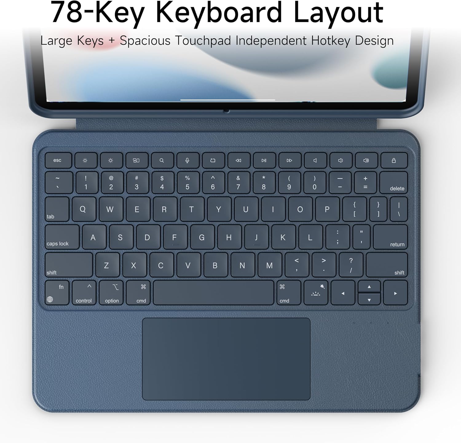 HOU Combo Keyboard Case for iPad 9th Generation (10.2", 2021)/8th Gen/7th Gen/iPad Air 3/Pro 10.5 Multi-Touch Trackpad,7 Color Backlight,Rotatable & Detachable,Portrait/Landscape Modes,Navy Blue - Image 9