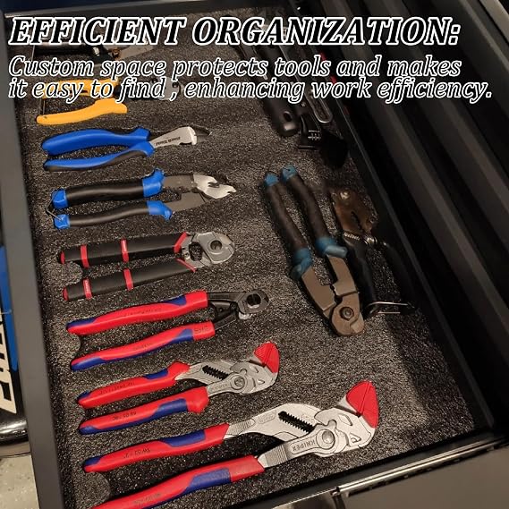 6 Sets 18x 12 x 1 Inch Tool Box Foam Sets Includes 6 Tool Box Liner 1 Foam Cutter Adjustable Non Slip Organizer for Toolbox Cabinet Chest Drawer Storage Craft