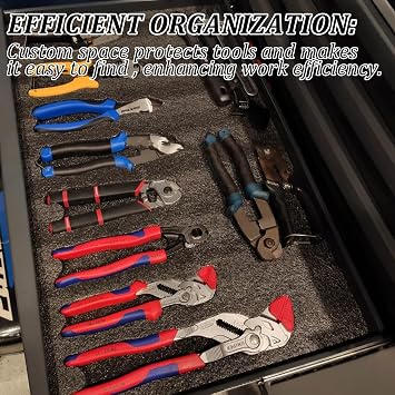 6 Sets 18x 12 x 1 Inch Tool Box Foam Sets Includes 6 Tool Box Liner 1 Foam Cutter Adjustable Non Slip Organizer for Toolbox Cabinet Chest Drawer Storage Craft